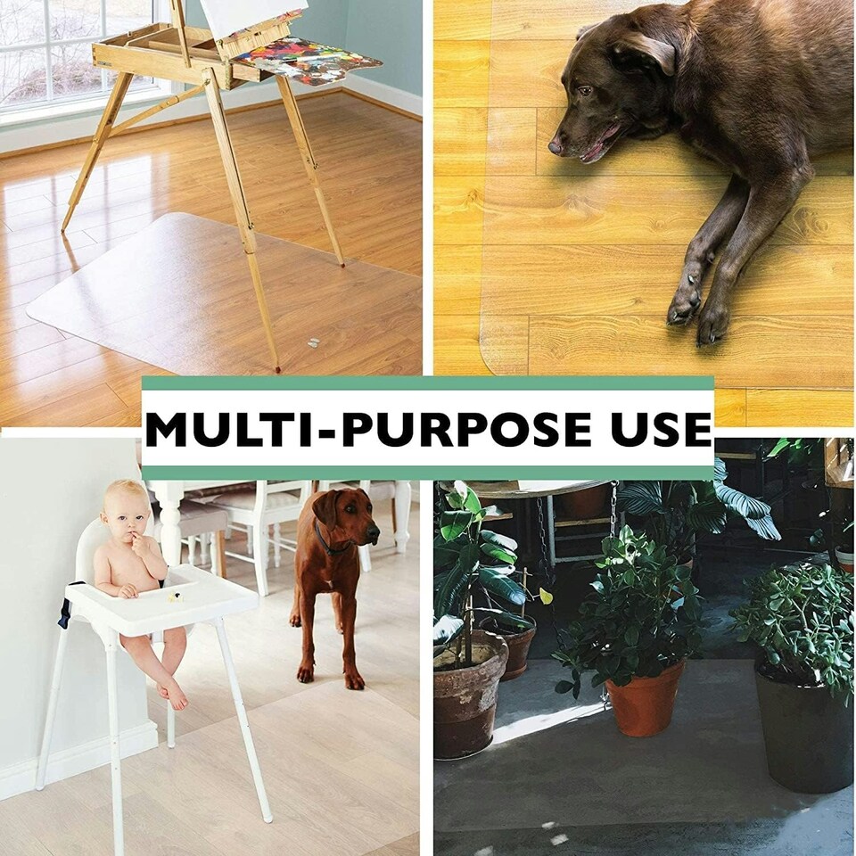 image 1 of Clear Chair Mat for Hard Floors, 90x120cm Rectangular, High Impact Strength, Non-Slip, Non-Recycling Material Clear