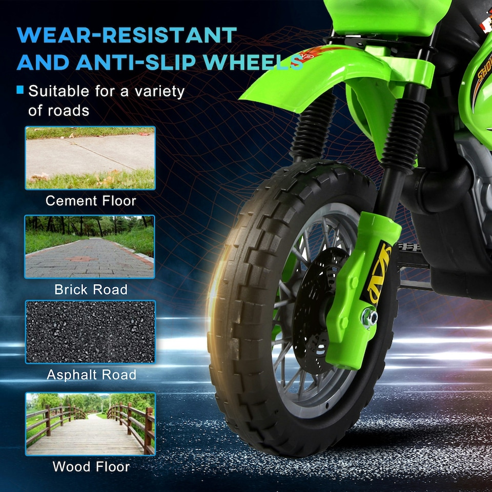 image 1 of HOMCOM 6V Kids Electric Motorbike Motorcycle Ride On for 3-6 Years Green