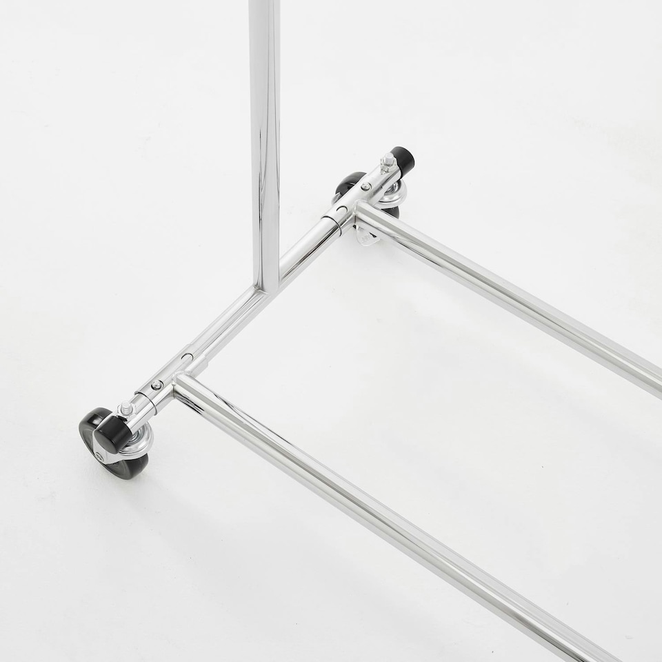 image 1 of Heavy Duty Chrome Clothes Rail Adjustable Width Height with Shelf Locking Wheels Chrome | One Size
