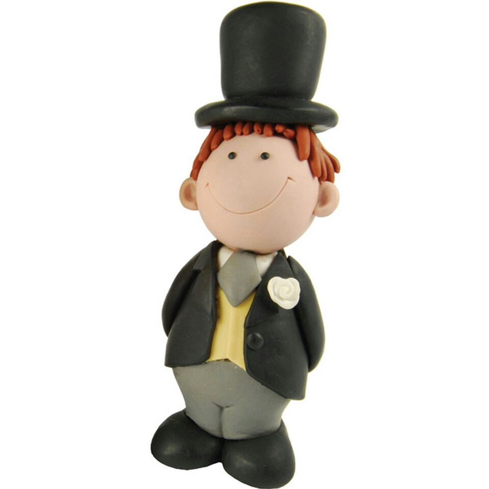 Creative Party Brunette Groom Wedding Cake Topper - Pink/Brown - One Size