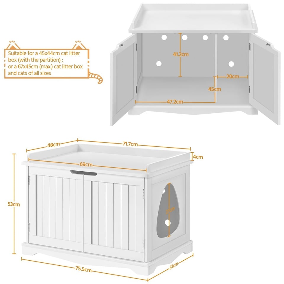 image 1 of Yaheetech Pet Litter Box with Spacious Storage Space White | One Size
