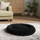 image 1 of OHS Ribbed Round Plush Plump Soft Warm Cosy Pet Dog Cat Cushioned Donut Bed Black | M