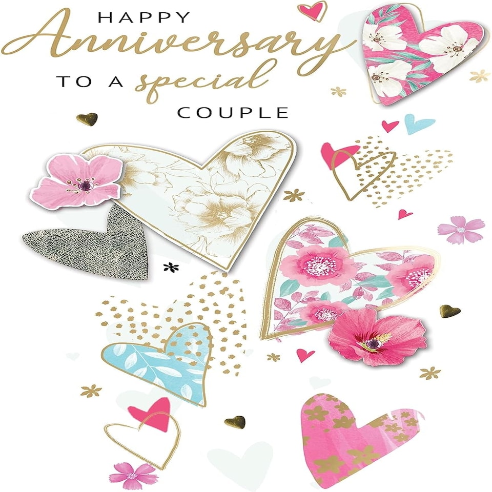 image 1 of Embellished Hearts Design A Special Couple On Your Anniversary Card