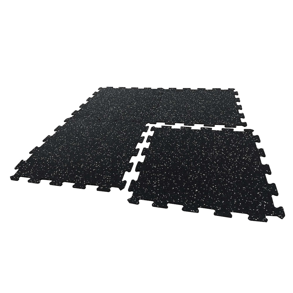 image 1 of 14mm Interlocking Rubber Topped EVA Foam Floor Mats - 62cm x 62cm | Black | Pack of 4