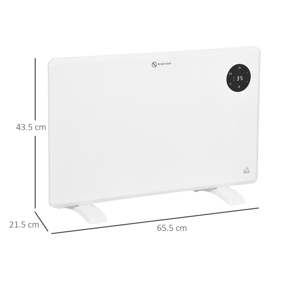 image 1 of HOMCOM Electric Convector Heater, Quiet Space Heater w/ LED Display, White