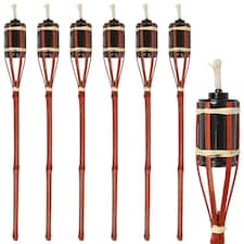 Harbour Housewares Bamboo Garden Fire Torches - 60cm - Red - Pack of 6