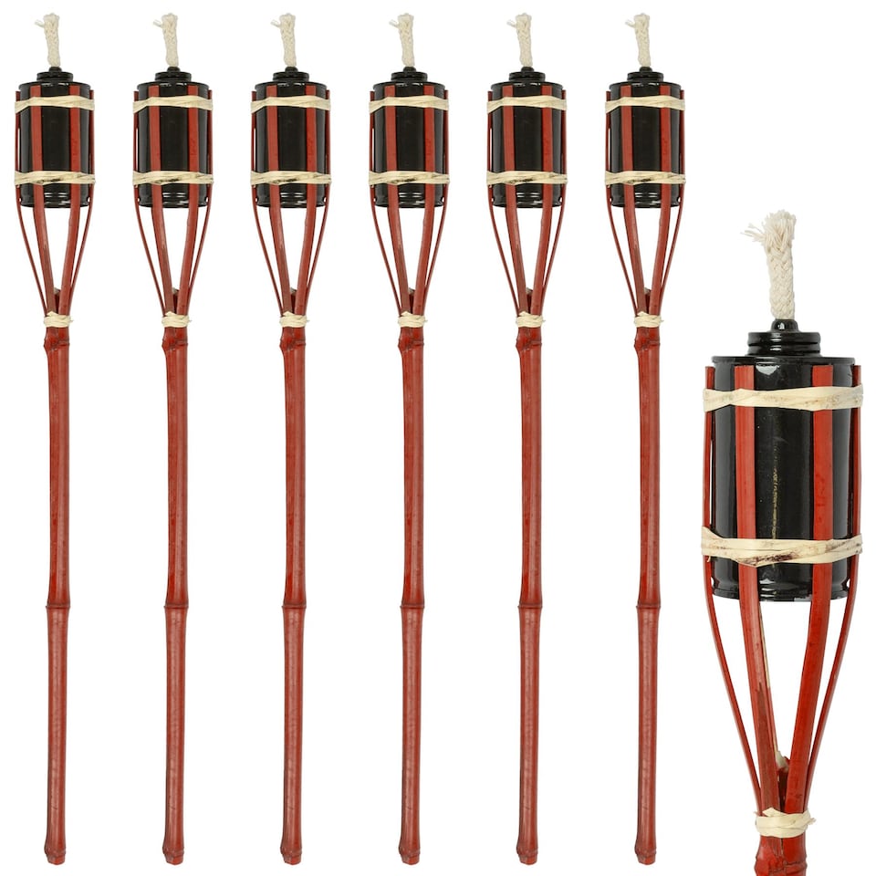 image 1 of Harbour Housewares Bamboo Garden Fire Torches - 60cm - Red - Pack of 6