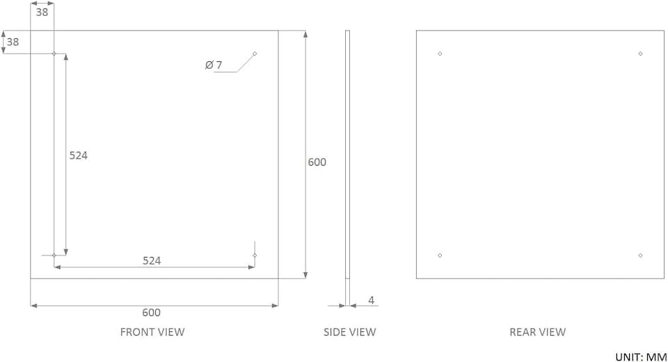 image 1 of 60 x 60cm Square Frameless Bathroom Mirror with Pre-drilled Holes and Wall Hanging Fittings