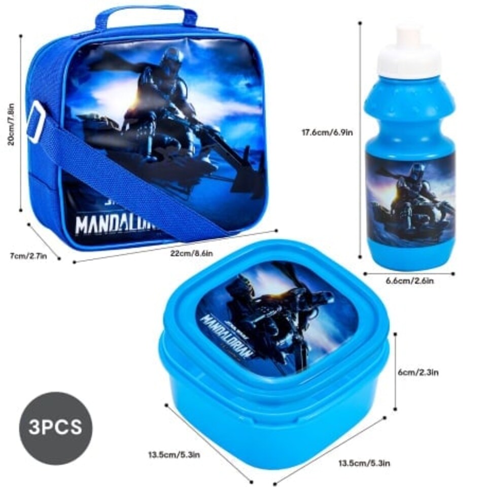 image 1 of Star Wars: The Mandalorian Childrens/Kids Lunch Box Set - Blue - One Size