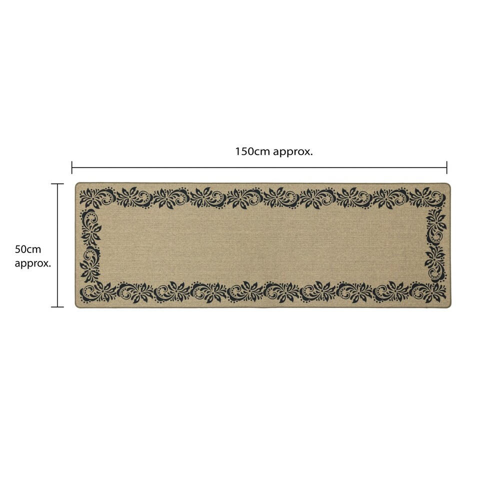 image 1 of JVL Elegance Machine Washable Entrance Runner Doormat, 50x150cm - Scroll