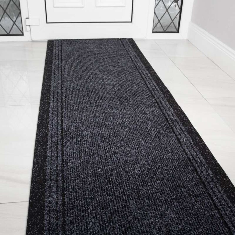 image 1 of kukoon 3ft - 39ft Long Dark Grey Hallway Runner Rug Stair Carpet Mat 60cm x 183cm