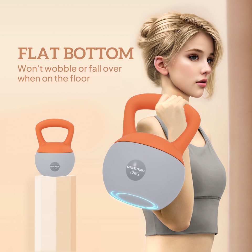 image 1 of SPORTNOW Kettlebell with Soft Body and Non-Slip Handle | Orange | Orange and Grey