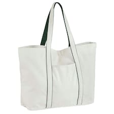 Westford Mill Large Tote Bag - Soft White/Bottle Green - One Size