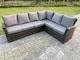 image 4 of Fimous 7 Seater Outdoor Rattan High Back Adjustable Rising Lifting Dining Table Corner Sofa Set Garden Furniture Dark Grey Mixed Right Hand