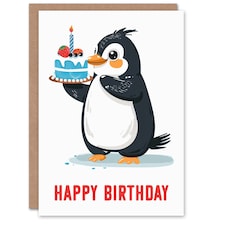 Cute Holding Cake Bright Illustration Girl Daughter Son Birthday Card