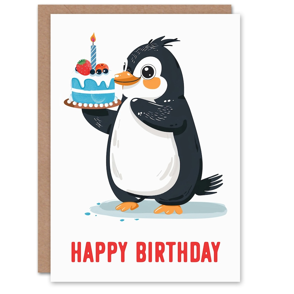 image 1 of Cute Holding Cake Bright Illustration Girl Daughter Son Birthday Card