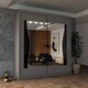 image 2 of Modern Sliding Wardrobe 120cm with Wavy Mirror Design | White, Black, Grey, Oak Finish Grey | Grey120cm