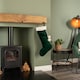 image 2 of 60cm Green Christmas Stocking with White Cuff and Pom Poms