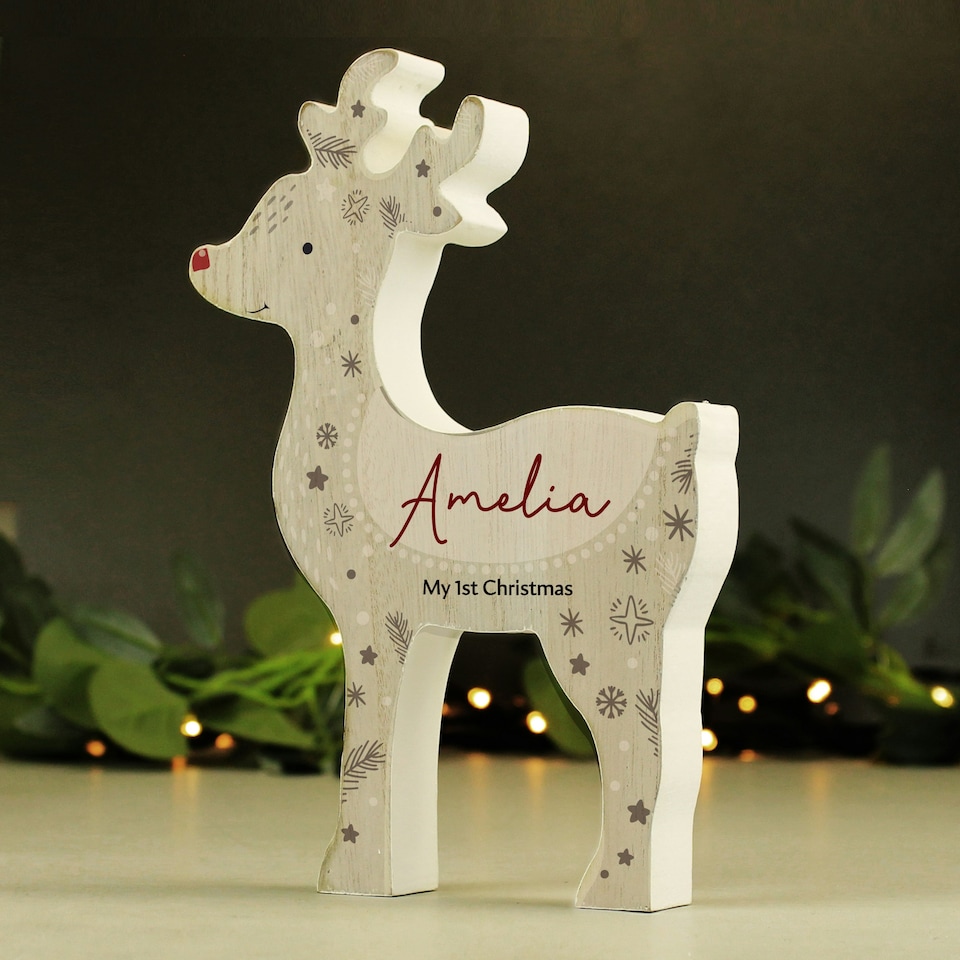 image 1 of Personalised Red Nosed Reindeer Ornament
