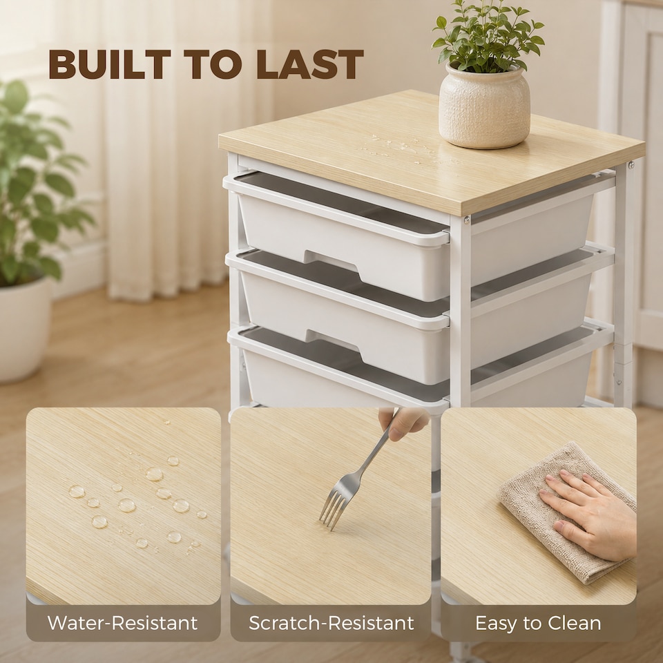 image 1 of HOMCOM 6-Tier Storage Trolley on Wheels with 5 Pull-Out Drawers