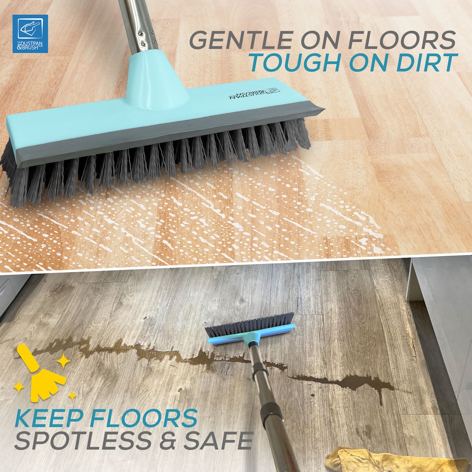 image 1 of Floor Squeegee Brush Long Handled for Indoor or Outdoor Tile and Wood Surfaces