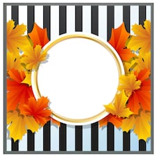 Orange& red autumn leaves on black stripes (Picture Frame)