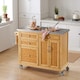 image 7 of SoBuy Kitchen Storage Trolley with Stainless Steel Top, Bamboo, 45.3x18.1x36.2 in, 23.9 kg - FKW70-N
