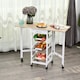 image 2 of HOMCOM Drop-Leaf Kitchen Trolley w/ 3 Baskets, Drawer, 6 Wheels, White