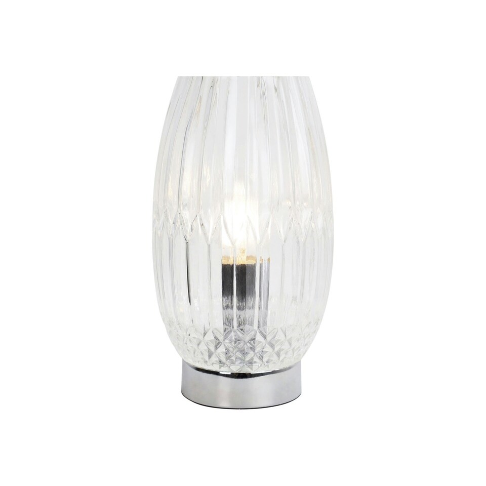 image 1 of Facet - Chrome with Clear Faceted Glass Table Lamp Chrome | Clear