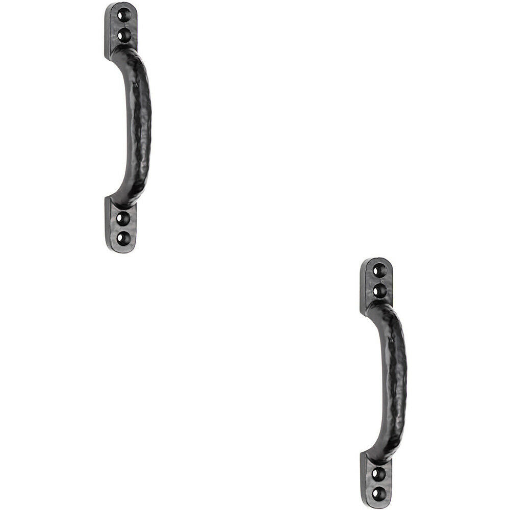 Loops 2x Forged Iron Hotbed Pull Handle 132 x 16mm Black Antique Door Handle