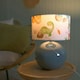 image 1 of ValueLights Bosco Eucalyptus Ceramic Table Lamp with Dinosaur Drum Shade Green
