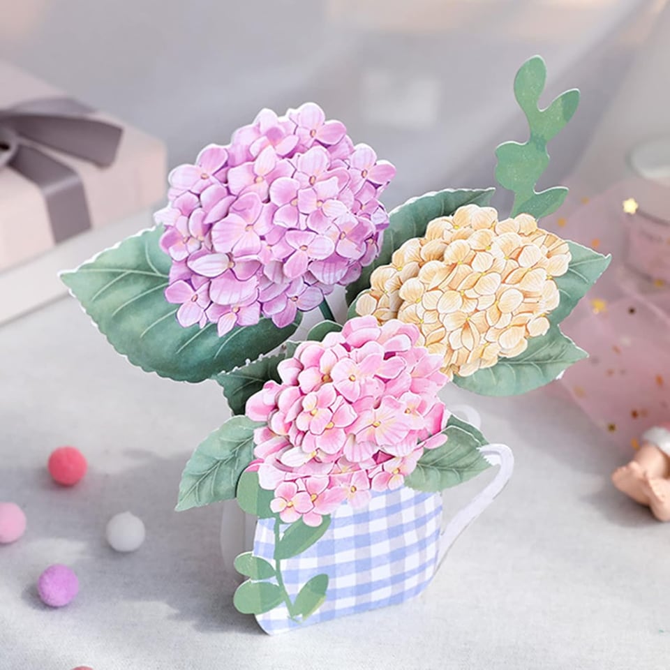 image 1 of Hydrangea Bouquet 3D Pop Up Greeting Card