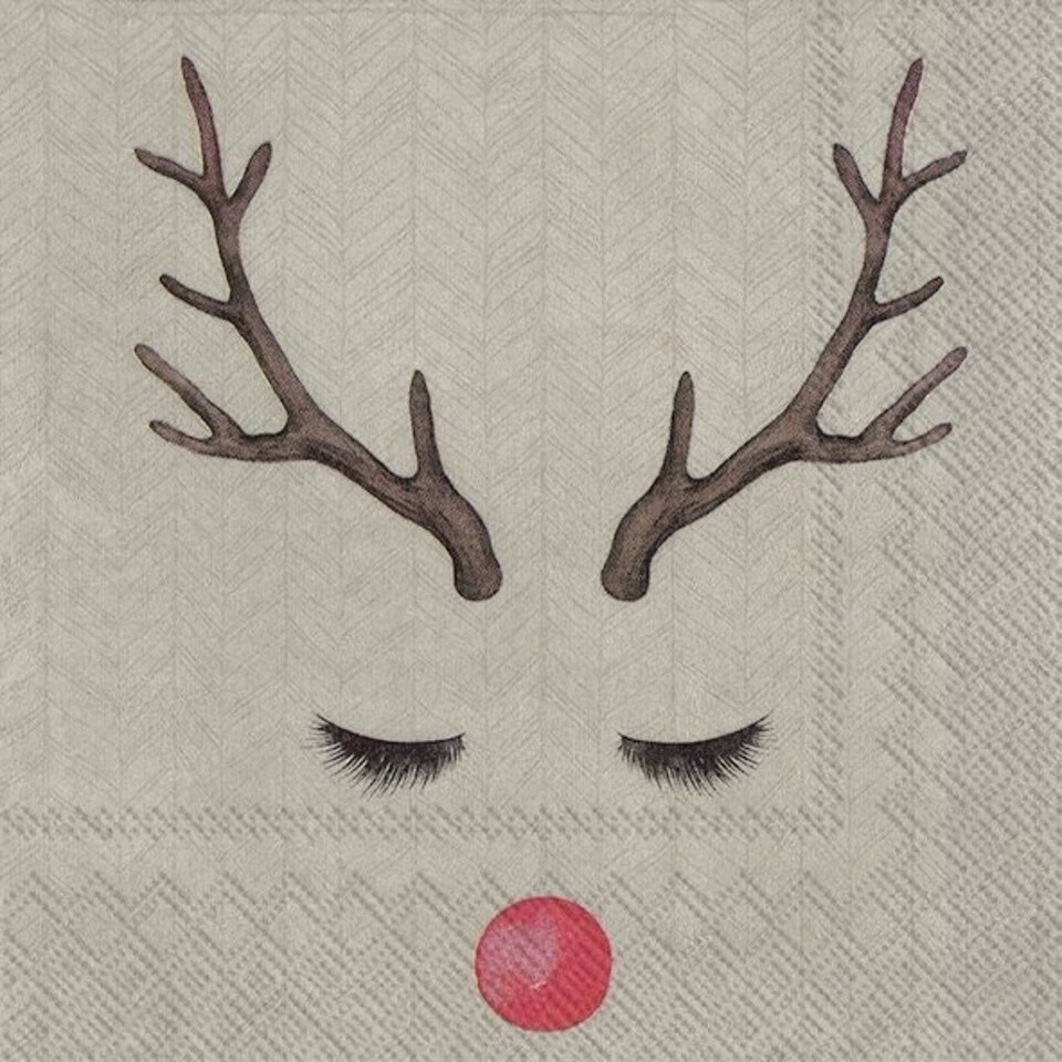 IHR Cool Rudolph Brown Cocktail Napkin 25cm 3ply 20 Pack