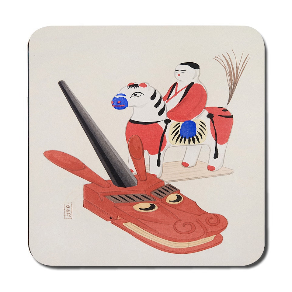 image 1 of Set Of 12 Placemats And Coasters With Designer Artwork Wood Bottom