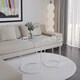 image 1 of 2 Piece Round Nesting Side Tables Set Tempered Glass Top Metal Leg Coffee Tables | Multi | White Legs Transparent Glass
