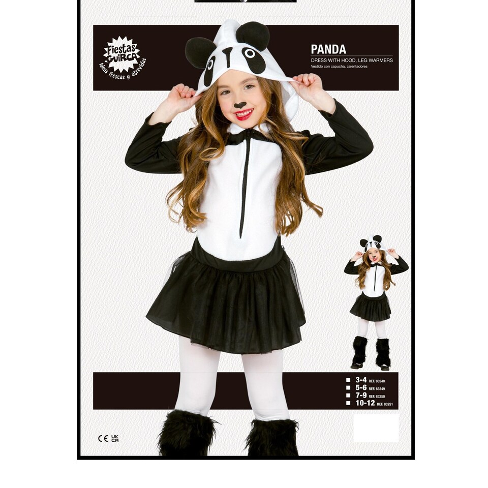image 1 of Fiestas Guirca Childrens/Kids Panda Costume Set | White | White/Black | 3-4 years | 1