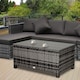 image 2 of Outsunny Garden Rattan Side Table,Wicker Coffee Desk, Glass Top, Mixed Grey