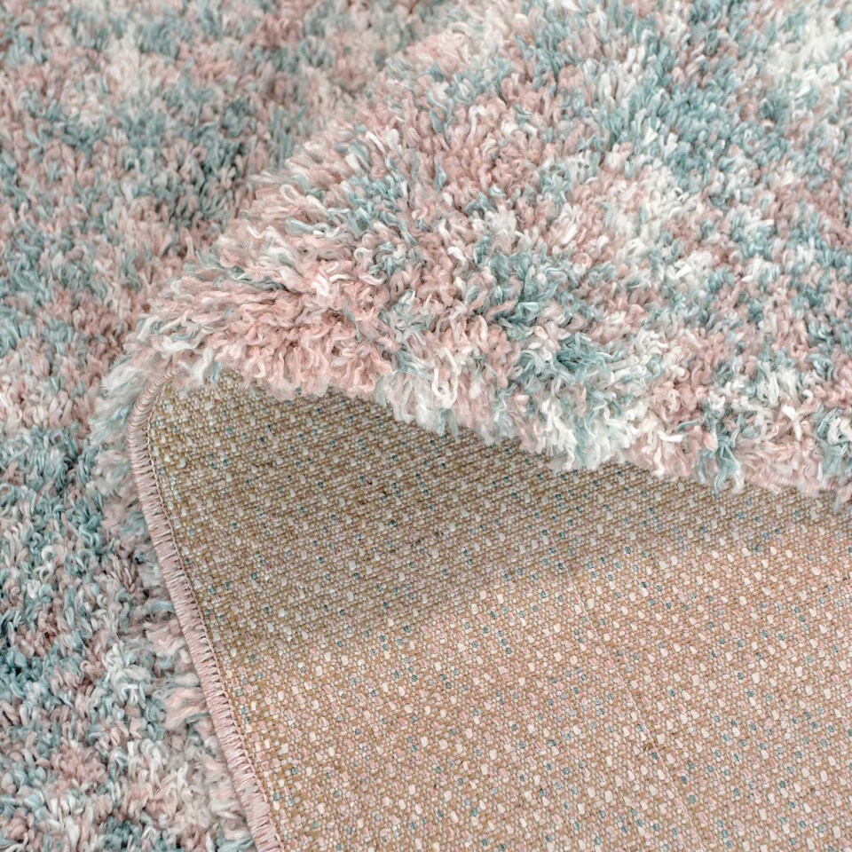 image 1 of KUKOON Soft Mottled Light Blue Shaggy Rug – Cozy Deep Pile Modern Area Carpet for Living Room & Bedroom 60cm x 240cm