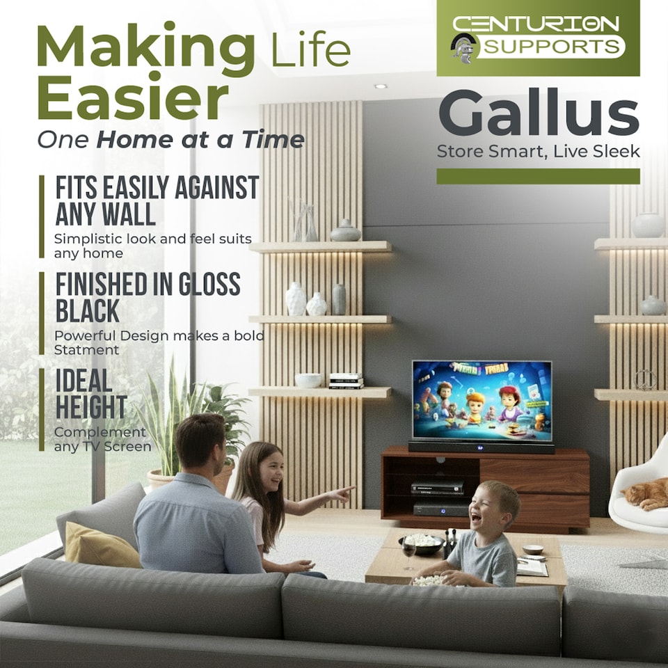 image 1 of Centurion Supports Gallus Premium Walnut with 2-Walnut Drawers and 3-Shelves 32"-55" LED/OLED/LCD TV Cabinet | Brown | 1