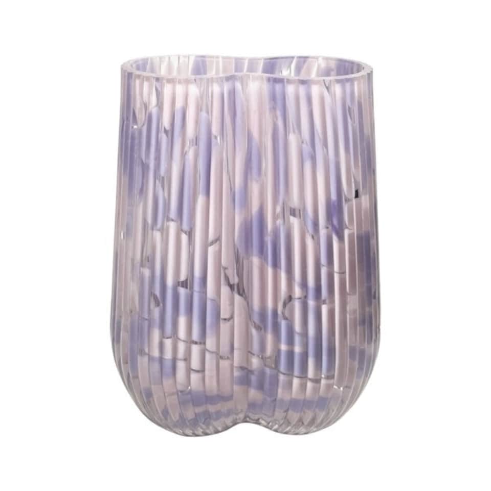 image 1 of Straits Small Textured Glass Flower Vase 20cm Pink