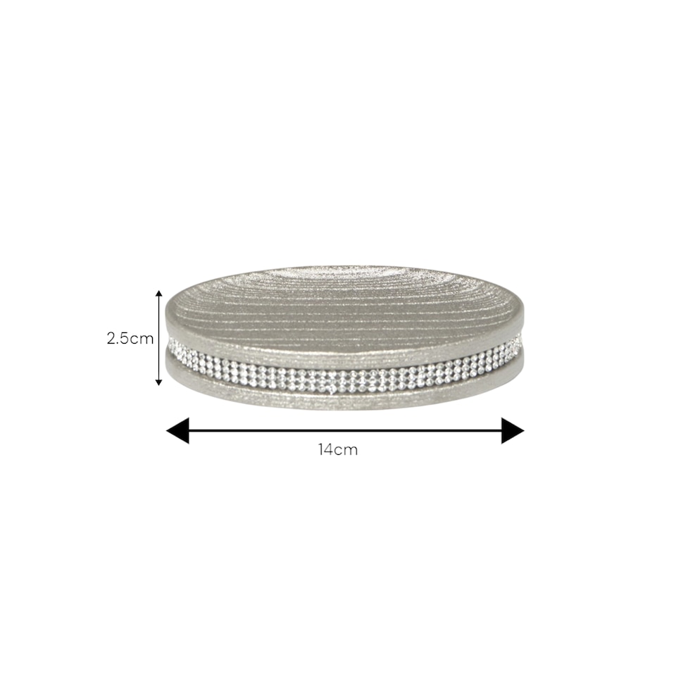 image 1 of Showerdrape Pzazz Silver Diamante Bathroom Sink Soap Dish | Silver | 1