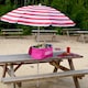 image 3 of The Magic Toy Shop Beach Parasol Red Striped Tilting Height Adjustable Portable Sun Shade