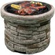 image 3 of Centurion Supports Fireology SAMUI Beige Majestic Garden and Patio Round Multi-function Heater, Fire Pit, Brazier and Barbecue with Eco-Stone Finish and Cover