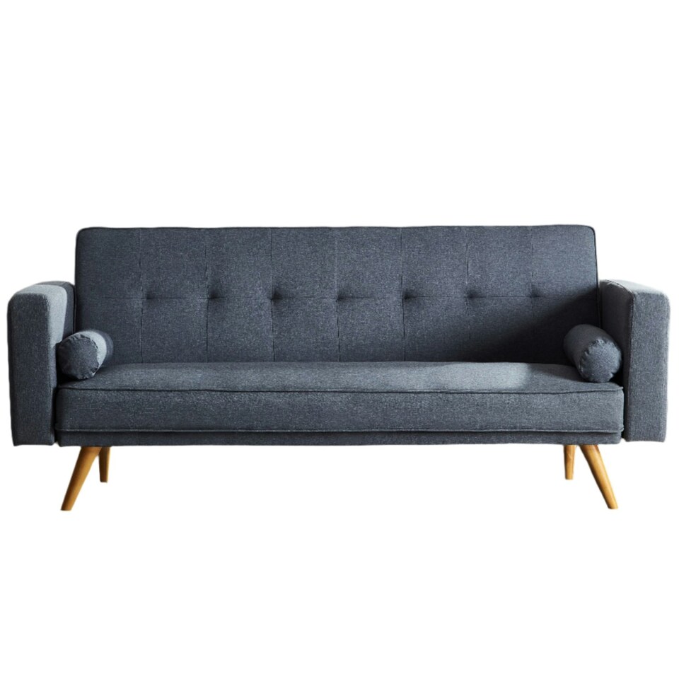 image 1 of STYLISH LINEN FABRIC UPHOLSTERED CLIC CLAC SOFA BED IN GREY
