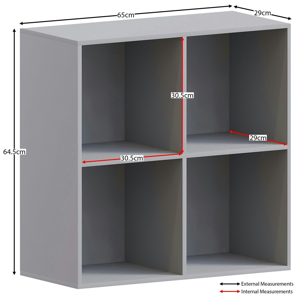 image 1 of Vida Designs Durham 2x2 Cube Storage Bookcase Display Unit, Grey