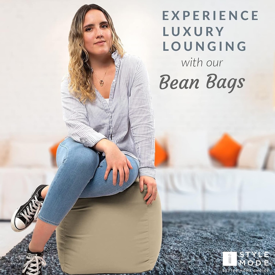 image 1 of Outdoor Bean Bag Footstool Pouffe Water-Resistant 40x40cm | Sand