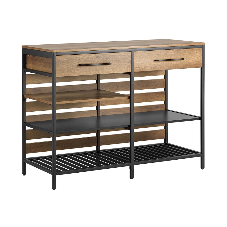 image 1 of SoBuy Industrial Kitchen Sideboard with 2 Drawers & 3 Shelves, Brown, 47.2x17.7x35.8 inches, 55.6 kg - FSB85-PF