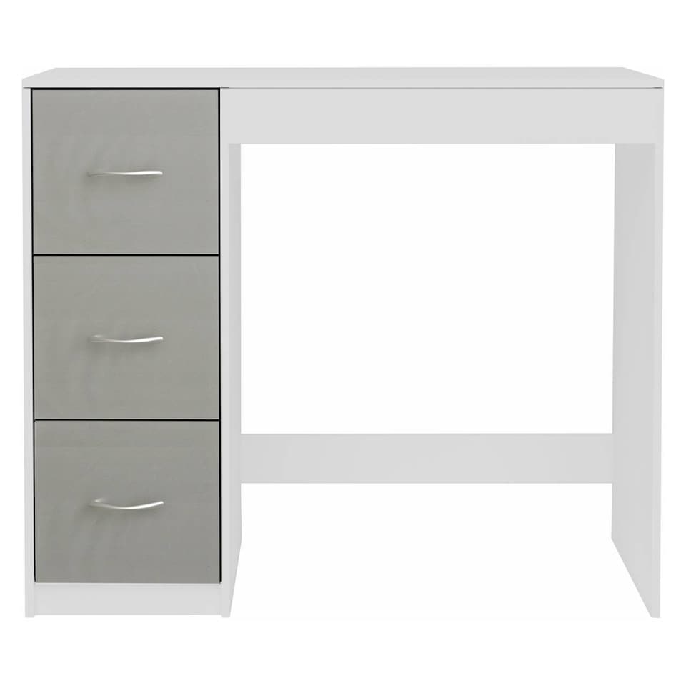 image 1 of 3-Drawer Wooden Desk and Dressing Table - Multi-Functional, 79.5x93x40 cm | White | White & Cool Grey | 22.5 x 43.5 x 98.5 | 1