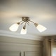 image 1 of ValueLights Barine Brushed Silver Semi-Flush Light and E14 Golfball LED 4W Warm White 3000K Bulb