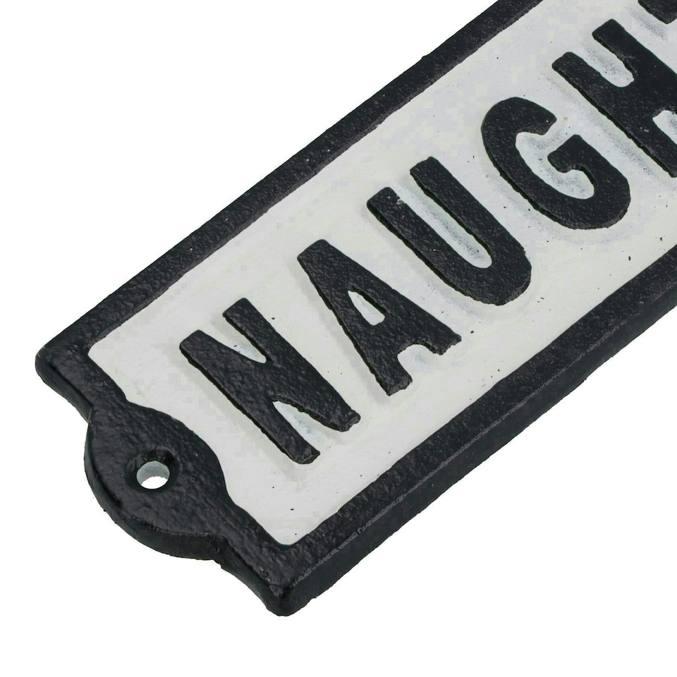 image 1 of Naughty Corner Cast Iron Sign Plaque Wall Door Fence Gate Post House Garden